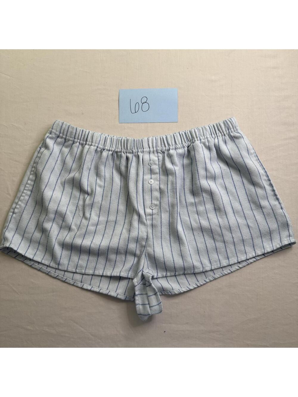 Fashion Nova Lightweight White and Blue Striped Sleep Shorts Size Large